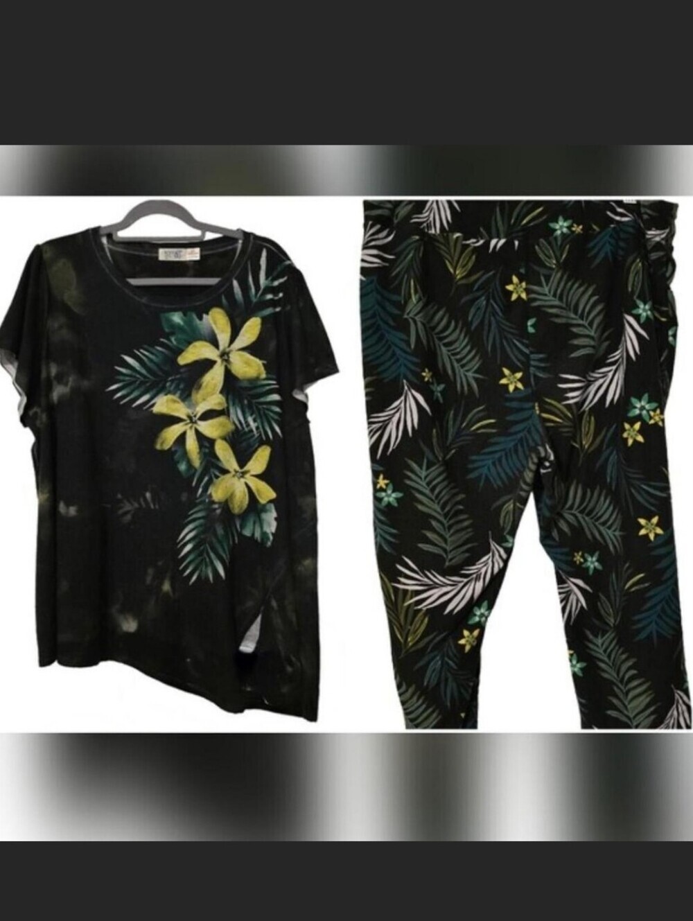 Tropical Floral Asymmetrical Tunic + Capri Set by Terra & Sky